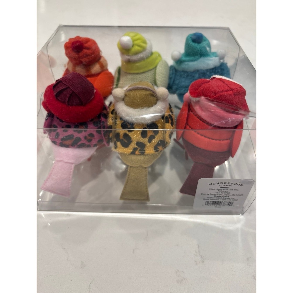 Target Wondershop Christmas Winter Bird Figurines Set of 6 Fabric Bird Decor NEW - Picture 7 of 10